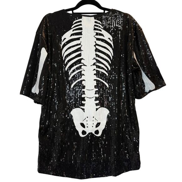 Tipsy Elves Sequined Skeleton Costume Dress Women's Medium Sparkly Halloween - Picture 4 of 8